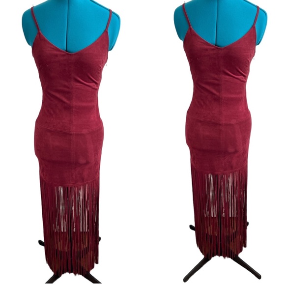 Chelsea & Violet Red Western Soft Fringe Dress Size XS - Picture 1 of 8